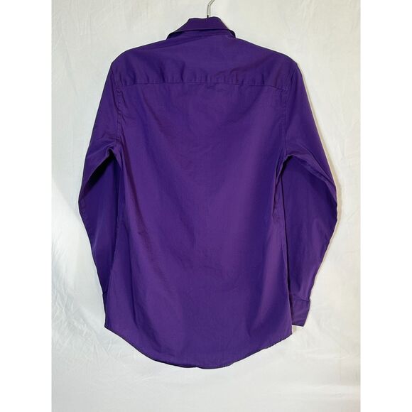 Alfani Men's Slim Fit Performance Dress Shirt Purple Size S 32/33 Cotton Blend - Picture 3 of 4